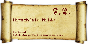 Hirschfeld Milán névjegykártya
